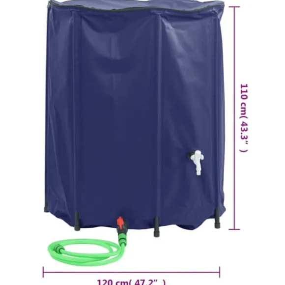 The Living Store vandtank med hane sammenfoldelig 1250 l PVC - Vandingsartikler
