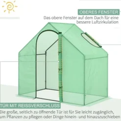 Tomatdrivhus 180x100x168 cm, stål/PVC, med dør & vindue – havedrivhus