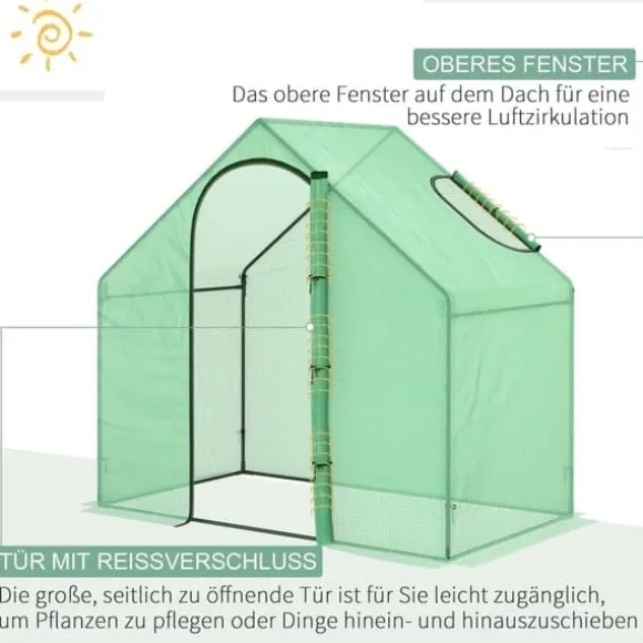 Tomatdrivhus 180x100x168 cm, stål/PVC, med dør & vindue – havedrivhus