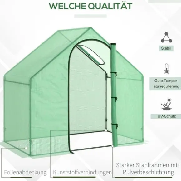 Tomatdrivhus 180x100x168 cm, stål/PVC, med dør & vindue – havedrivhus