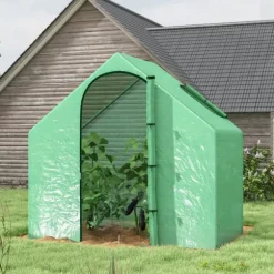 Tomatdrivhus 180x100x168 cm, stål/PVC, med dør & vindue – havedrivhus