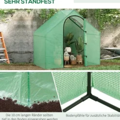 Tomatdrivhus 180x100x168 cm, stål/PVC, med dør & vindue – havedrivhus