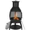 22-tommer Chiminea, Udendørs Jernpejs, med Grillnet & Skorsteensfrakke