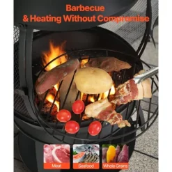 22-tommer Chiminea, Udendørs Jernpejs, med Grillnet & Skorsteensfrakke
