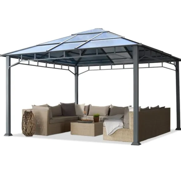 TOOLPORT Havepavillon 4x4 m aluminium polycarbonat tag ca 8mm pavillon uden sidegardiner