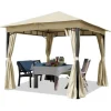 TOOLPORT Havepavillon 3x3m ca 180g / m² vandtæt stof pavillon 4 sidegardiner champagnefarvet