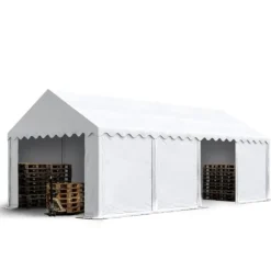 TOOLPORT Lagertelt 4x8 m opbevaringstelt PVC 750 N hvid vandtæt med bundramme
