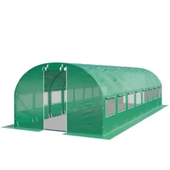 TOOLPORT Tunneldrivhus Drivhus 4x8m stabilt & holdbart med vindue - 180 g/m² tyk PE-presenning grøn transparent