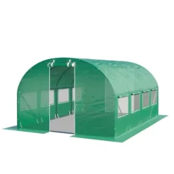 TOOLPORT Tunneldrivhus Drivhus 3x4m stabilt & holdbart med vindue - 180 g/m² tyk PE-presenning grøn transparent
