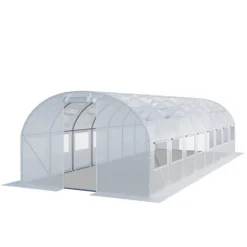 TOOLPORT Tunneldrivhus Drivhus 3x8m stabilt & holdbart med vindue - 180 g/m² tyk PE-presenning hvid transparent