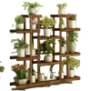Træ Planteholder, 11 Hylder, Vejrbestandigt Design,BRUN