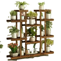 Træ Planteholder, 11 Hylder, Vejrbestandigt Design,BRUN