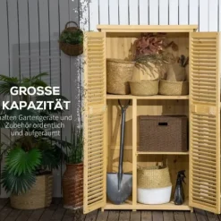 Træ redskabsskur m. asfalt tag, 4 rum, natur, 87x46,5x160cm