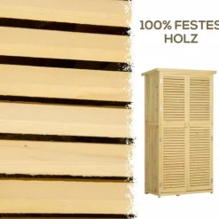 Træ redskabsskur m. asfalt tag, 4 rum, natur, 87x46,5x160cm