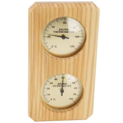 Træ Sauna Hygrothermograph Guldplade 0 til 120 Celsius 0 til 100 Luftfugtighed Sauna Termometer til indendørs familie