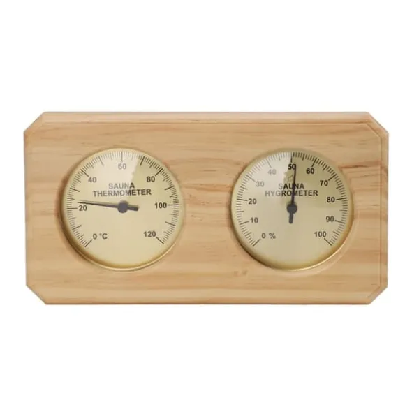 Træ Sauna Termometer Hygrometer 2 i 1 Luftfugtighed Temperaturmåling Indendørs termometer Luftfugtighedsmåler til Hotel Sauna Room