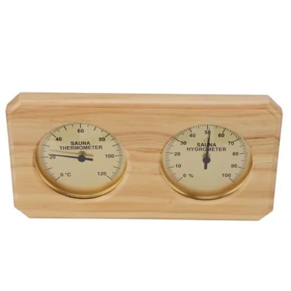 Træ Sauna Termometer Hygrometer 2 i 1 Luftfugtighed Temperaturmåling Indendørs termometer Luftfugtighedsmåler til Hotel Sauna Room