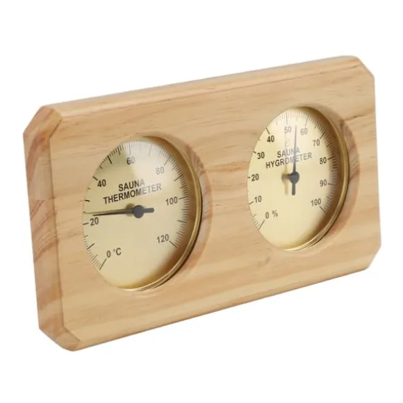 Træ Sauna Termometer Hygrometer 2 i 1 Luftfugtighed Temperaturmåling Indendørs termometer Luftfugtighedsmåler til Hotel Sauna Room