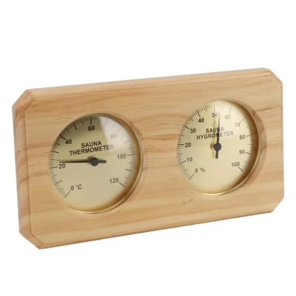 Træ Sauna Termometer Hygrometer 2 i 1 Luftfugtighed Temperaturmåling Indendørs termometer Luftfugtighedsmåler til Hotel Sauna Room