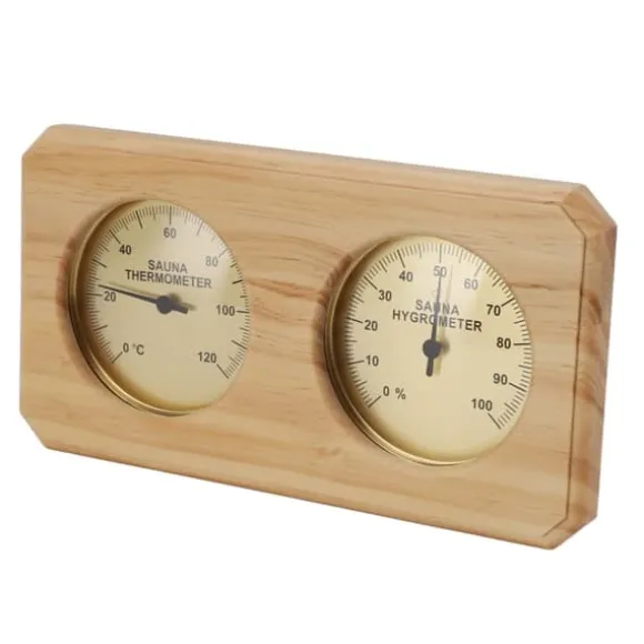 Træ Sauna Termometer Hygrometer 2 i 1 Luftfugtighed Temperaturmåling Indendørs termometer Luftfugtighedsmåler til Hotel Sauna Room