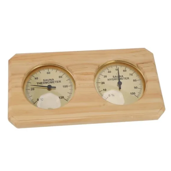 Træ Sauna Termometer Hygrometer 2 i 1 Luftfugtighed Temperaturmåling Indendørs termometer Luftfugtighedsmåler til Hotel Sauna Room