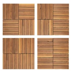 Træ terrassefliser - Kliksystem - 36 stk - 30 x 30 cm - Kamferfyr - Udendørs terrasse/balkon - Chokoladebrun