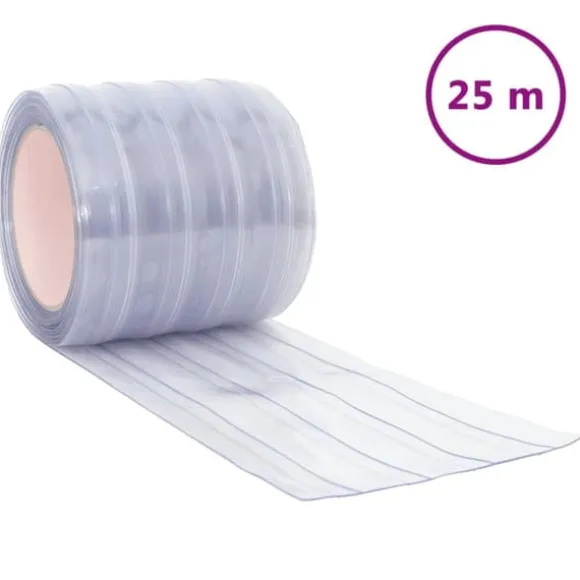 Transparent köldridå i PVC – Isolerande och ljuddämpande | Storlek: 200x1,6 mm | Längd: 25 m