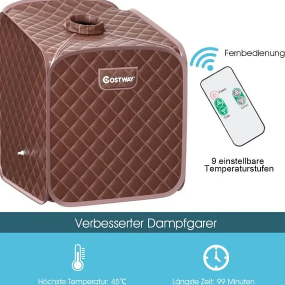 Transportabel dampsauna spa, 85x84x106 cm, Sort