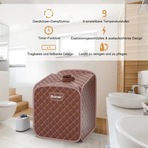 Transportabel dampsauna spa, 85x84x106 cm, Sort