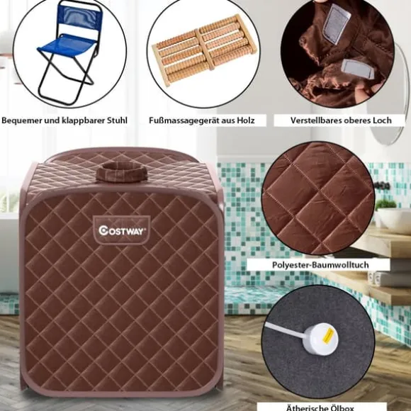 Transportabel dampsauna spa, 85x84x106 cm, Sort