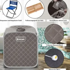 Transportabel Dampsauna Spa, 85x84x106 cm, Sort