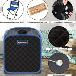 Transportabel Dampsauna Spa, 85x84x106 cm, Sort