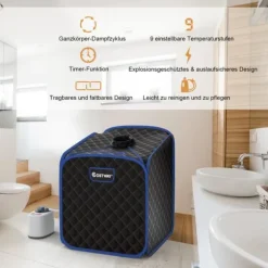 Transportabel Dampsauna Spa, 85x84x106 cm, Sort