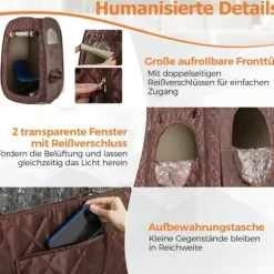 Transportabel dampsauna, 89x89x149 cm, Brun