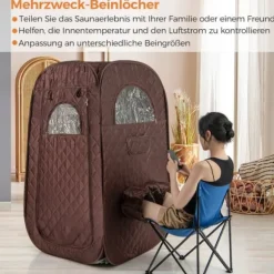 Transportabel dampsauna, 89x89x149 cm, Brun