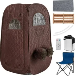 Transportabel dampsauna, 89x89x149 cm, Brun