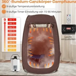 Transportabel dampsauna, 89x89x149 cm, Brun