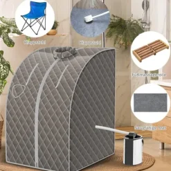 Transportabel Dampsauna, 78x87x101 cm, Grå