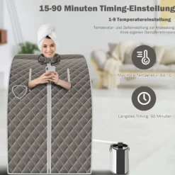 Transportabel Dampsauna, 78x87x101 cm, Grå
