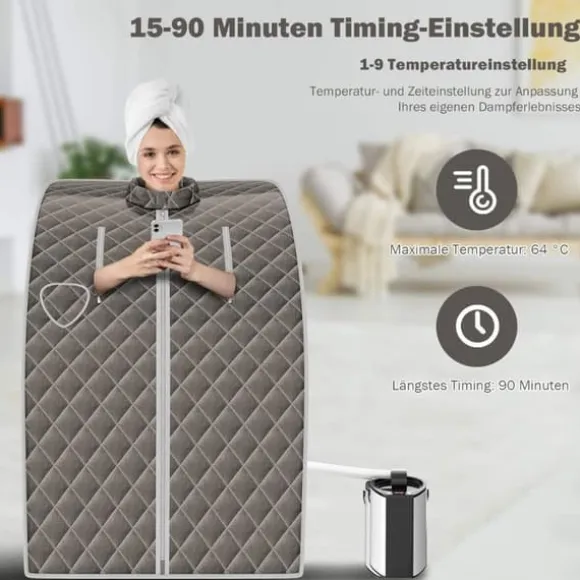 Transportabel Dampsauna, 78x87x101 cm, Grå