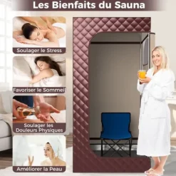 Transportabel Dampsauna, 91x91x183 cm, Sort
