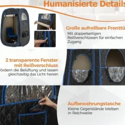 Transportabel dampsauna, 89x89x149 cm, Sort
