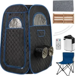 Transportabel dampsauna, 89x89x149 cm, Sort