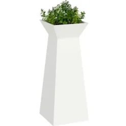 Trapezoidal Plantekasse i Stål - Moderne Design | Farve: Hvid | Størrelse: 40x40x100 cm