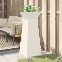 Trapezoidal Plantekasse i Stål - Moderne Design | Farve: Hvid | Størrelse: 40x40x100 cm