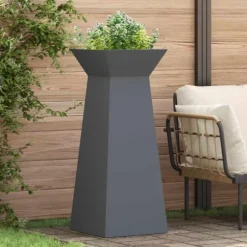 Trapezoidal Søjle Plantekasse i Stål | Farve: Antracit | Størrelse: 40 x 40 x 100 cm