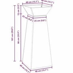 Trapezoidal Søjle Plantekasse i Stål | Farve: Antracit | Størrelse: 40 x 40 x 100 cm