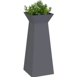 Trapezoidal Søjle Plantekasse i Stål | Farve: Antracit | Størrelse: 40 x 40 x 100 cm