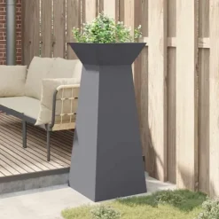 Trapezoidal Søjle Plantekasse i Stål | Farve: Antracit | Størrelse: 40 x 40 x 100 cm