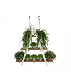 Træblomsterkrukke 107x101x26 cm - RP/ 3-niveau/ Hvid-Brun